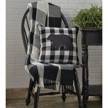 Load image into Gallery viewer, Wicklow Check Throw Blanket - Black &amp; Cream