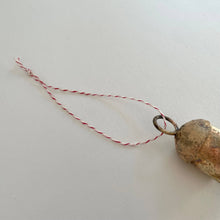 Load image into Gallery viewer, Rounded tin brass bell holiday Christmas ornament twine jute: Tan Suede-Like Cord