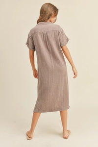 Olive Gauze Shirt Dress