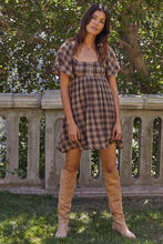 Load image into Gallery viewer, Addie Plaid Print Dress in Mocha