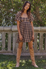 Load image into Gallery viewer, Addie Plaid Print Dress in Mocha