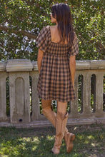 Load image into Gallery viewer, Addie Plaid Print Dress in Mocha