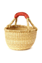 Load image into Gallery viewer, Natural Baby Ghanaian Bolga Basket with Leather Handle