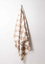 Load image into Gallery viewer, Tan &amp; Cream - Heavyweight Checker Throw Blanket