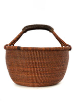 Load image into Gallery viewer, Gingerbread Bolga Basket with Leather Handles