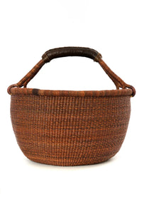 Gingerbread Bolga Basket with Leather Handles