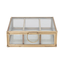 Load image into Gallery viewer, Brass Finish  Glass Box with 3 Compartments