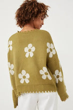 Load image into Gallery viewer, Distressed Floral Patterned Pullover Sweater