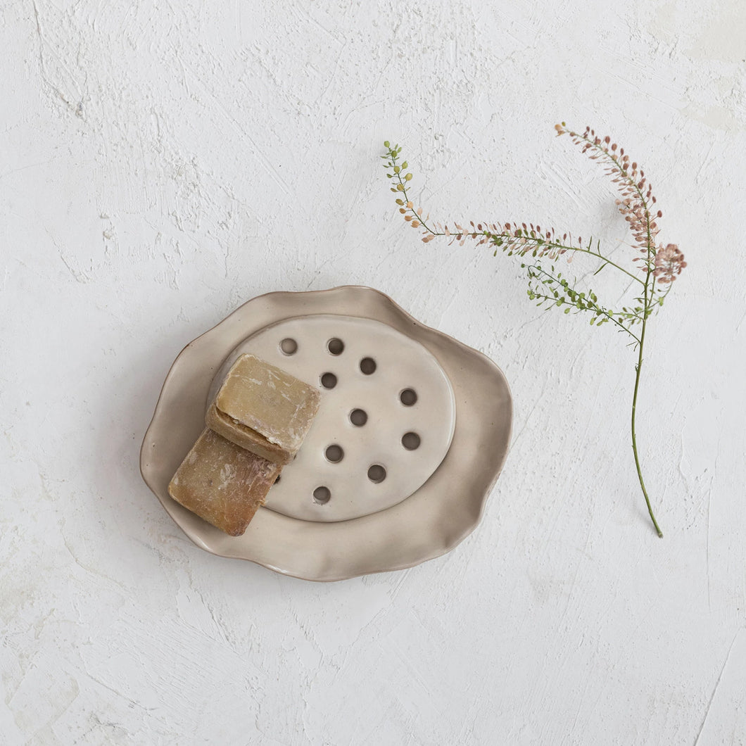 Stoneware Soap Dish w/ Removable Tray