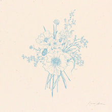 Load image into Gallery viewer, Hush Poppy Floral Bouquet Study in Blue Art Print