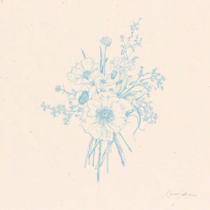 Hush Poppy Floral Bouquet Study in Blue Art Print