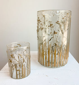 Enameled Prairie Grass Hurricane Holders