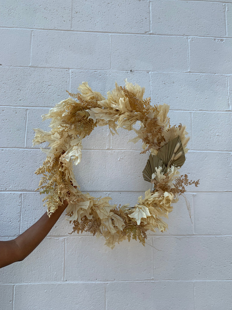 Preserved White Oak + Bracken Fern Wreath