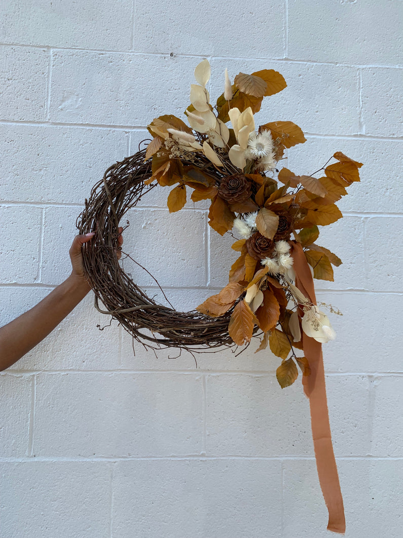 Autumn Grapevine Wreath w/ Ribbon