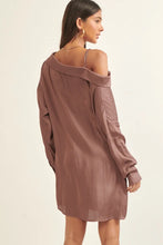 Load image into Gallery viewer, Satin Asymmetrical Collar Neck Mini Dress