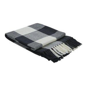 Wicklow Check Throw Blanket - Black & Cream