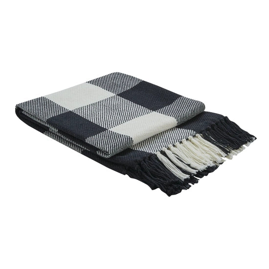 Wicklow Check Throw Blanket - Black & Cream