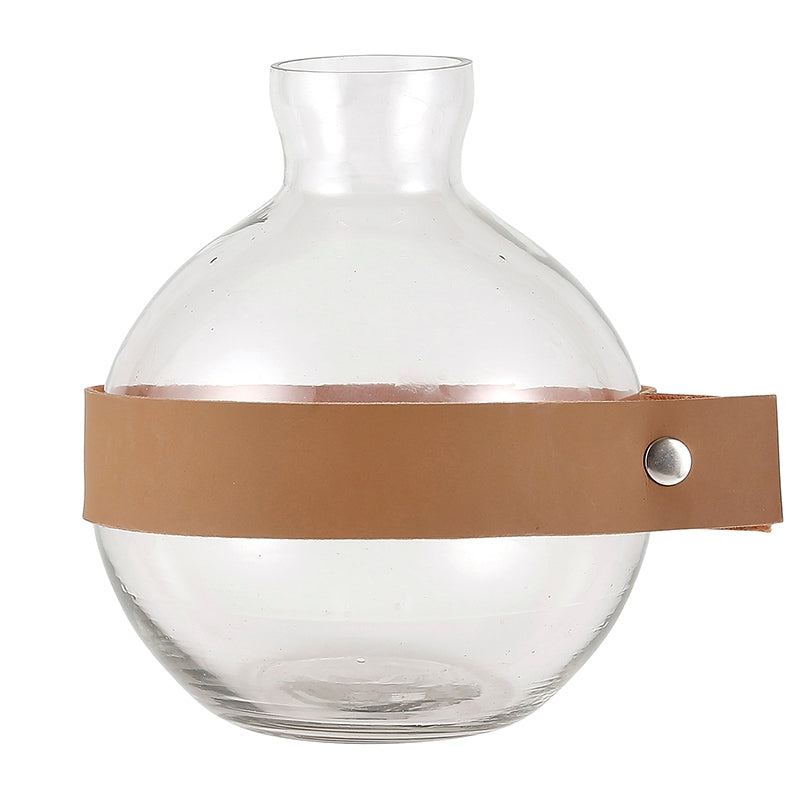 Round Glass Vase w/ Natural Cuff