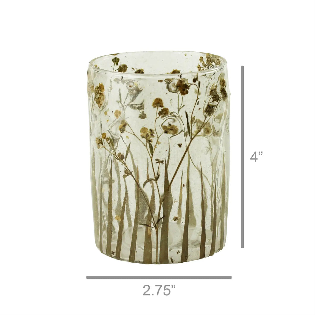 Enameled Prairie Grass Hurricane Holders