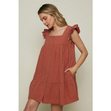 Load image into Gallery viewer, Solid woven babydoll mini dress