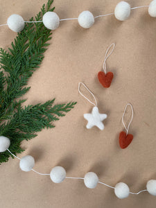Mini Felted Wool Ornament - Set of 3