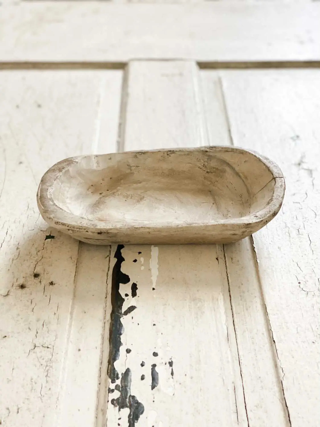 Rustic White Wood Bowl